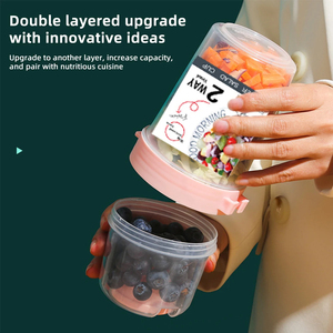 BOTu portátil <span class=keywords><strong>desayuno</strong></span> ensalada taza cereal tuerca yogur contenedor reducido vegetal fruta taza tapa cuchara dos capas avena fiambrera - Product Image 3