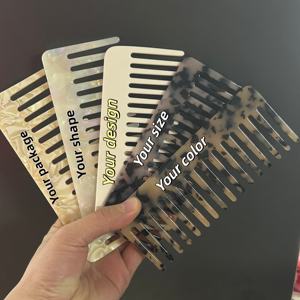 KL BSCI 監査済み工場 卸売 カスタムロゴ 4mm 韓国 女性 女の子用 ワイドトゥース ヘアコーム 酢酸セルロース エコ アセテートヘアコーム - Product Image 2