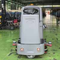 Autolaveuse Commerciale Autoportée avec Moteur à Double Brosse 380W, Machine de Nettoyage de Sols Robuste pour Hypermarché, Atelier, Parking