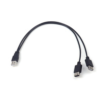 Kabel Dual USB-Kabel Schützen Sie mehrere USB-Ladegeräte Y-Kabel Splitter 1 Buchse 2 Stecker USB 2.0 Ein Stecker auf zwei Buchse PVC Schwarz 20CM