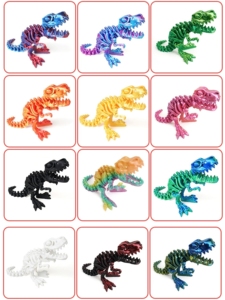 Custom <b>PLA</b> T-Rex Dinosaur Skeleton Dragon Transformation Figurine Gift for Home Articulated 3D Printed Model - Product Image 3