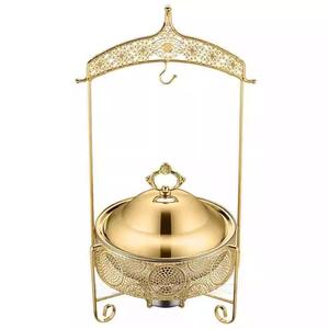 Stainless Steel Gold Round <b>Buffet</b> <b>Warmer</b> With Lace Edge Glass Lid For Hotel Restaurant 3.5L 4.0L 6.0L 8.0L - Product Image 5