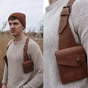 Custom Hiphop Heren Lederen Schouderholster Tas Mouwloos Harnas Vest Tas Tactische Vest Vesten Schoudertas - Product Image 1