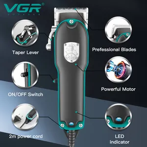 VGR V-123 Barber Equipment Hair Cut Machine Powerful AC Motor Power Cord Professional Electric Hair Clipper For Men