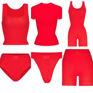 2023 S arrivals Red gân loungewear thương hiệu nổi tiếng quần áo cho phụ nữ S phòng chờ mặc T-Shirt quần short quần lót hai mảnh thiết lập