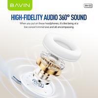 BAVIN Headset 3 warna mode luar ruangan musik BH53 HiFi suara RGB cahaya biru gigi 5.3