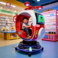 Juego Mecánico Infantil en Forma de Helicóptero, Operado con Monedas, con Movimiento Giratorio y Elevación, con Luces LED para Centros Comerciales