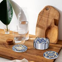 Lot de 6 sous-verres en céramique pour sublimation, base en liège, écologiques, couleur CMJN, 103 mm, pour la décoration intérieure