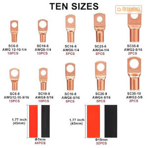 Kit de terminales de anillo de cobre, 150 piezas con tubo termorretráctil, caja de almacenamiento de plástico, terminales de crimpado de cobre puro para cableado - Product Image 2