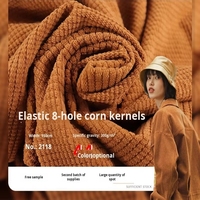 Tissu gaufré en velours côtelé polyester à 8 fosses, grain de maïs tricoté côtelé extensible pour manteaux pantalons oreillers sacs-PU enduit pour filles