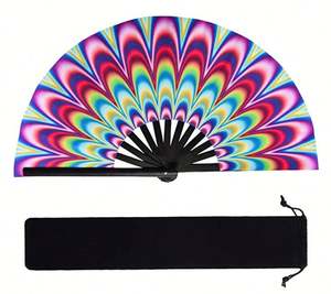 Éventail pliable en tissu de bambou personnalisé, grand format, 33 cm, design peint écologique, prix usine 2020, idéal pour les boîtes de nuit - Product Image 1
