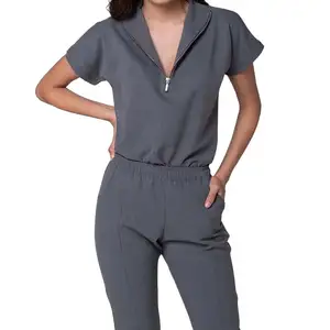 Uniforme de enfermeira infinito spandex diney, roupa de trabalho para maternidade, cinza, anti-fluidos, esfoliante xxs, uniforme feminino