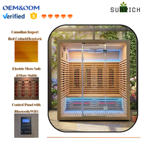 Sauna infrarouge lointain d'intérieur à grande capacité pour 4 personnes, en bois de pruche, avec lampe d'ambiance / éclairage LED SAA – Excellent rapport qualité-prix