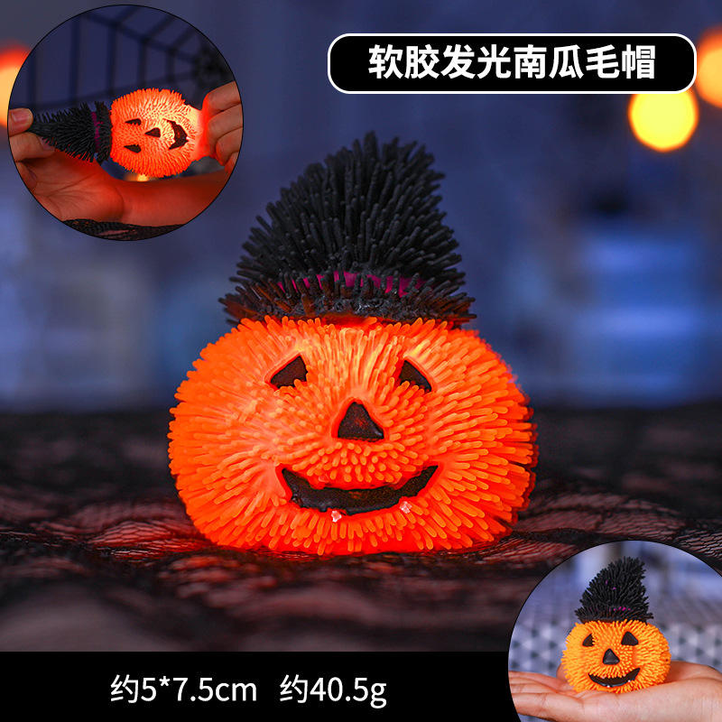 Luminous pumpkin fur hat