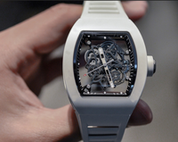 Reloj de Cerámica Blanco RM 055 Edición Watson, Esfera Transparente, Reloj de Pulsera Deportivo de Lujo para Hombre