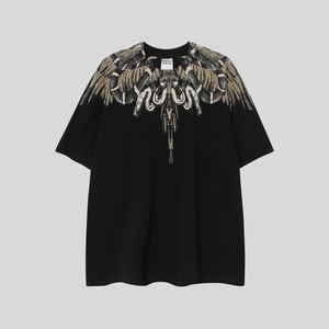 Oversized <b>Black</b> Graphic Feather <b>Wings</b> Streetwear Tee Urban Designer Style T-Shirt - Product Image 4
