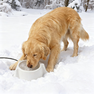 Mangeoire d'hiver pour animaux de compagnie à température constante, bol à eau et à nourriture pour chat, chien et lapin avec fil anti-morsure - Product Image 1