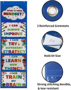 Wholesale Foldable Classroom Organizer Clear Pocket Chart Hanging Display Fabric Card Drawings Pictures Class Demonstrations Bag - Product Image 2