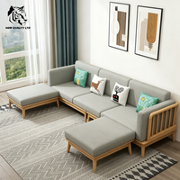 Canapé en bois et tissu, style log, fabriqué en usine, meilleur prix, personnalisable, en stock, livraison directe, nouveau design, meubles de salon.