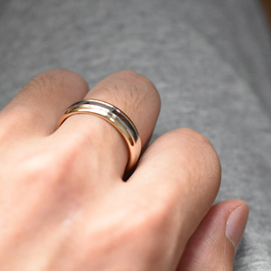 Maiyiジェムカスタムメンズリングゴールド18KゴールドAu750ホワイト/イエローゴールドツートンウェディングリング男性用 - Product Image 4