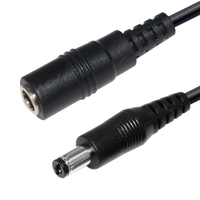 Cable Adaptador de CC de 12 V, Color Negro, 24 AWG, 2 A, Macho a Hembra, 2.1 mm, 2.5 mm, 5.5 mm, Cable de Extensión con Conector de CC