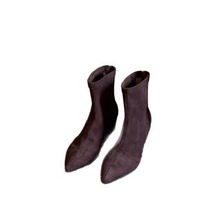 Bottines élégantes en daim à bout pointu avec fermeture éclair arrière, rehaussantes, pour femme, style cowboy, collection 2026 - Product Image 5