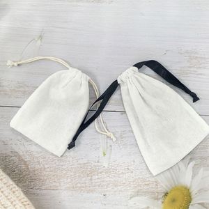 Custom Logo Printed <b>Gift</b> Linen String Dust Drawstring <b>Ribbon</b> Pouch Bag for Jewelry - Product Image 4