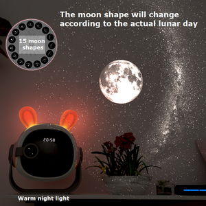 Nuevas llegadas conejo proyector de alta definición luz estación <span class=keywords><strong>espacial</strong></span> mar mundo estrella <span class=keywords><strong>Luna</strong></span> enfoque proyección con reloj electrónico - Product Image 2