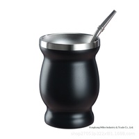 Gourde isotherme sous vide de 8 oz en acier inoxydable 304 avec filtre-cuillère fonctionnel et paille, tasse à thé réutilisable pour café