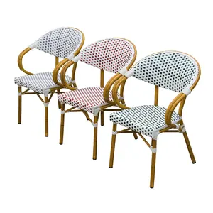 Chaise de Patio en osier et rotin, 12 pièces, bon marché, mobilier d'extérieur et de jardin, pour Restaurant, en résine et plastique, vente en gros