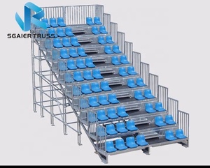<b>15</b>-Row 15ft Aluminum Alloy Stadium Bleachers Blue Fixed Ergonomic Lightweight Outdoor Grandstands - Product Image 3