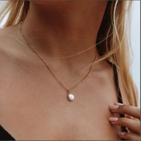 Collar de Cadena de Perlas Chapado en Oro PVD de 18K y Acero Inoxidable 316L, Joyería de Moda para Mujer, Collares de Cadena Delgada y Elegante