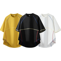 Camiseta de Hombre Personalizada ODM, Tejido de Punto Grueso de 260 g/m², Mezcla de Algodón, Corte Holgado, Costuras en Contraste Multicolor, Cuello Redondo, Estilo Urbano