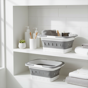 Cesta de Lavandería Plegable Portátil con Asa, Forma Rectangular, Diseño Perforado, Cesta de Plástico <span class=keywords><strong>para</strong></span> <span class=keywords><strong>Camping</strong></span> y Limpieza - Product Image 2
