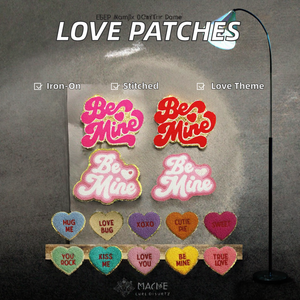 Patchs thermocollants pour la Saint-Valentin, nouveaux patchs en tissu chenille pailleté, lettre d'amour XOXO, logo brodé, fleur '<span class=keywords><strong>Let</strong></span> Love Grow', patch de baiser - Product Image 2