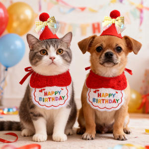 مجموعة هدايا عيد ميلاد للحيوانات الأليفة بالجملة تشمل وشاح وربطة عنق وقبعة للقطط والكلاب - Product Image 3