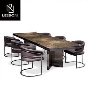 Ý Phong Cách Đá Cẩm Thạch Top Độ Bóng Cao Gốc Cơ Sở Sang Trọng Hiện Đại 6 Chỗ Ngồi Bàn Ăn Bộ Đồ Nội Thất - Product Image 6