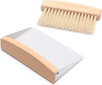 Mini pelle à poussière boisée Portable et ensemble de brosses Table de bureau petite brosse de nettoyage de pelle à poussière en métal balayeuse de Table naturelle Combo