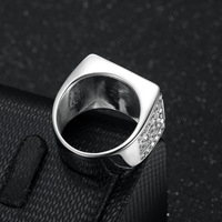 Vente en gros 18K Plaqué Or 316L Acier Inoxydable Personnalisé Glacé Cristal Diamant Carré Hip Hop Bling Anneaux pour Hommes Couple