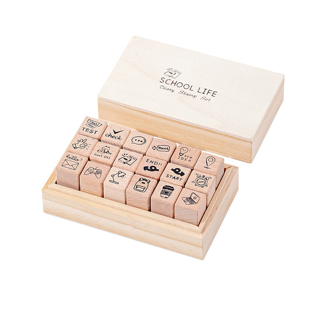 Office Decor Cute Wood Rubber Stamp Small Wooden Box for Card Making DIY Crafts Scrapbooking Supplies Office Decor & Accessories