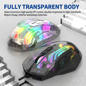 K-Snake Q16 Souris de jeu filaire illuminée entièrement transparente pour ordinateurs portables de jeu et ordinateurs de bureau-Vente en gros - Product Image 2