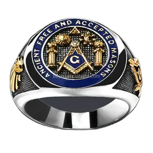 Масонский логотип Ретро хипстерское кольцо масон индивидуальное обручальное кольцо унисекс ювелирные изделия подарок на день рождения оптом