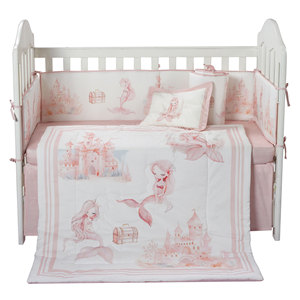 Mermaid Castle Theme Nursing Comforter <strong>Cot</strong> <strong>Set</strong> Crib <strong>Bedding</strong> Organic Cotton Baby Crib <strong>Bedding</strong> <strong>Set</strong> for <strong>Girl</strong> - Product Image 2