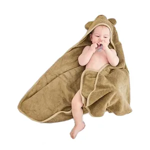 70% Bamboe 30% Katoen Luxe Dieren Geborduurde Capuchon Handdoeken Voor Baby