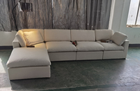 Canapé modulaire en forme de L en lin moderne pour salon, style nuage, vente en gros