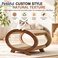 Griffoir pour chat en bois grainé ovale OEM, double couche, tunnel creux, griffoir ondulé, canapé pour chat pour chats d'intérieur et chatons