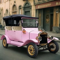 Voiture électrique de luxe vintage décapotable, véhicule classique de style rétro certifié CEE pour location de mariage et excursions panoramiques