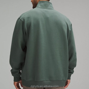 Felpa Personalizzata Sostenibile ed Ecologica con Zip a un Quarto, in Jersey di Cotone Organico <span class=keywords><strong>e</strong></span> Bambù, Collo Alto, Pullover con Mezza Zip per Uomo - Product Image 6