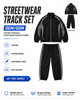 Ensemble coupe-vent pour homme sur mesure, veste zippée en nylon et pantalon de jogging en nylon, survêtement pour homme