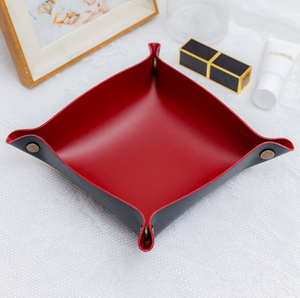 Plateau de rangement de bureau en cuir pliable, porte-clés et porte-monnaie, pour la maison, la salle de bain et le salon, design Japandi, facile à nettoyer - Product Image 6